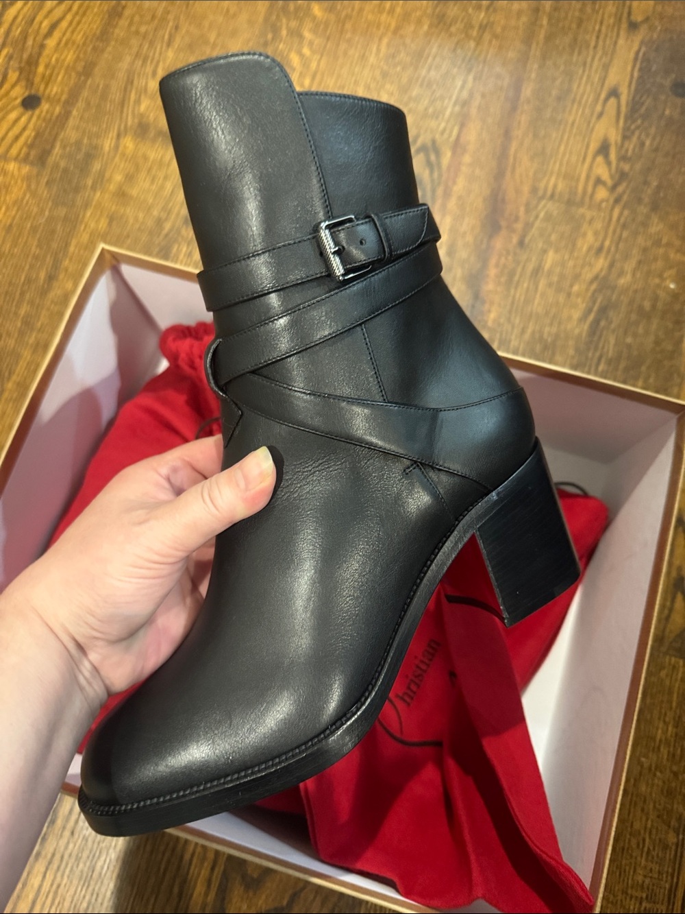 Christian Louboutin/Karistrap 70 Black Calf Leather Boots/US Size 7.5/NIB! NWT!!